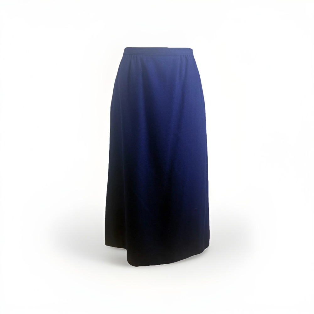 Vtg 80s JG Hook Midi Skirt Womens M Blue Pleated Wool Blend Academia Preppy